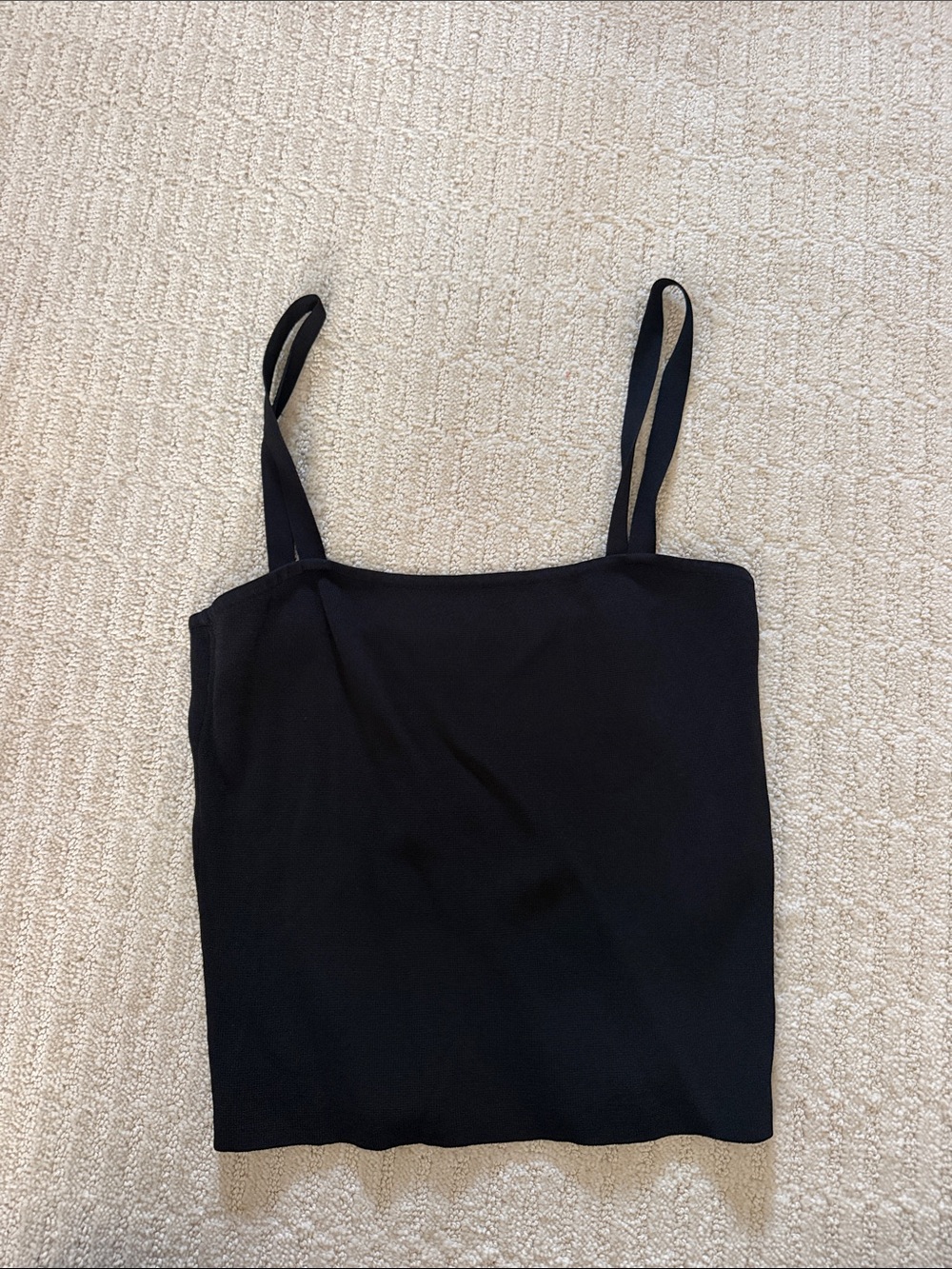 Mission Dutti Black Square Neck Spaghetti Strap Women's Tank Top